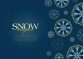 Snow Background with ornament Snowflake with blue background vector