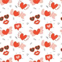 Cute Valentine pattern seamless with fun and festive valentine love element hand drawn illustration isolated on white background vector