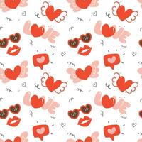 Cute Valentine pattern seamless with fun and festive valentine love element hand drawn illustration isolated on white background vector