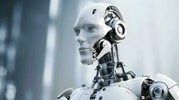 AI generated Futuristic robot with artificial intelligence. photo