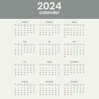 2024 anual planificador calendario modelo calendario eventos o Tareas vector