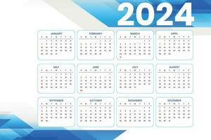 One page wall calendar template for 2024 year vector