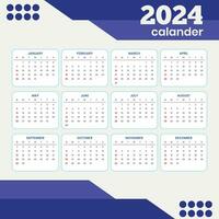 2024 anual planificador calendario modelo calendario eventos o Tareas vector