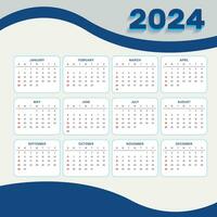 2024 anual planificador calendario modelo calendario eventos o Tareas vector