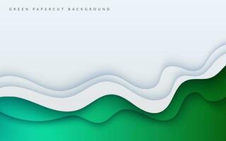 abstract white green diagonal shape light and shadow wavy papercut background. eps10 vector