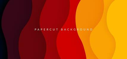 multi colored abstract red orange yellow colorful wavy papercut overlap layers background. eps10 vector