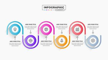 vector proceso infografía diseño modelo con íconos y seis opciones o pasos