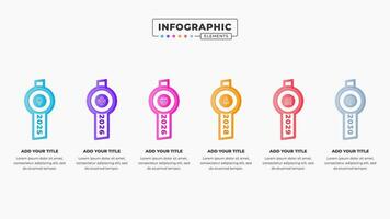 Vector timeline infographic design template with icons and six options or steps