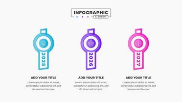 Vector timeline infographic design template with 3 steps or options