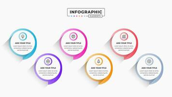 Vector speech bubble infographic design template with icons and six options or steps