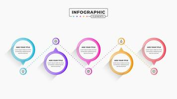 Vector presentation process infographic design template with 5 steps or options