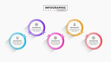 Vector presentation label infographic design template with 5 steps or options