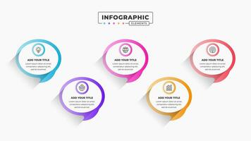 Vector presentation speech bubble infographic design template with 5 steps or options