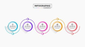 Vector presentation process infographic design template with 5 steps or options