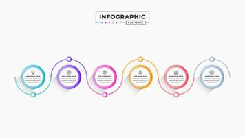 vector proceso infografía diseño modelo con íconos y seis opciones o pasos