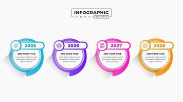 Vector business speech bubble timeline infographic design template with 4 steps or options