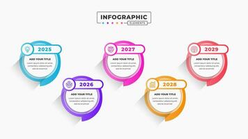 Vector presentation speech bubble timeline infographic design template with 5 steps or options