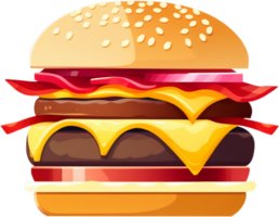 AI generated Hamburger. Fast food. Food icon. Flat style illustration. png