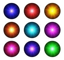 Neon Disco Light Sunburst Circle Set vector