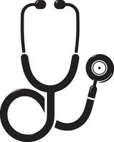 minimal Stethoscope vector silhouette black color white background 7