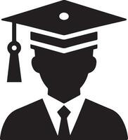 Flat, minimal Graduation hat icon vector silhouette white background 19