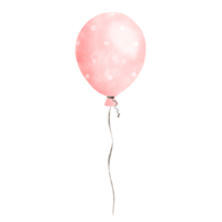 Cute pastel pink balloon watercolor illustration. Baby and kids party decoration. png