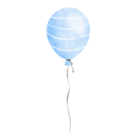 Cute pastel blue balloon set watercolor illustration. Baby and kids party decoration. png