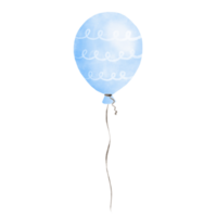 Cute pastel blue balloon set watercolor illustration. Baby and kids party decoration. png