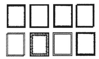 Set of Rectangular Black Boxes. Vector Black frames isolated on transparent background. Set of inked blank frames