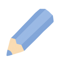 Cute pastel blue colored pencil icon. Doodle illustration. Back to school concept. png