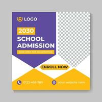 School admission education social media post design back to school web banner template vector