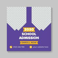 School admission education social media post design back to school web banner template vector