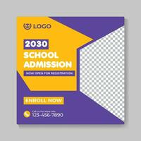 Professional modern school admission education social media post design creative back to school web banner template vector