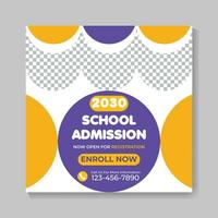 Creative school admission education social media post design modern back to school web banner template vector