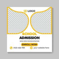 School admission education social media post design modern back to school web banner template vector