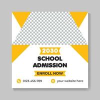 School admission education social media post design back to school web banner template vector