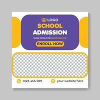 Creative school admission education social media post design modern back to school web banner template vector