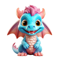 ai généré 3d mignonne dragon mascotte personnage png