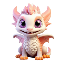 ai généré 3d mignonne dragon mascotte personnage png