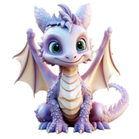 ai gerado 3d fofa Dragão mascote personagem png