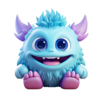 ai généré 3d mignonne monstre personnage mascotte png