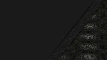 Abstract black geometric background design. Modern dark banner graphic with glitter dots overlay. Vector illustration