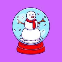 Cute Snowman In a Snow Globe Cartoon Vector Icons Illustration. Flat Cartoon Concept. Suitable for any creative project.