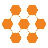 Honeycomb flat icon. Vector orange symbol on white background. Isolated flat illustration. Design elements of nature, honey bee hive and health.