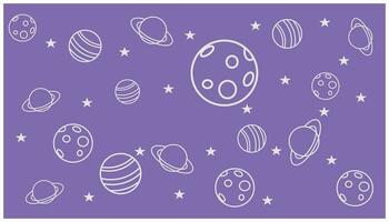 space seamless pattern with planets, stars and comets on purple background. background template with geometric patterns. Vector illustration in flat style