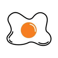 fried egg icon on white background. breakfast food concept. vector illustration. Sunny side up egg icon symbol. Complementary white bread for breakfast