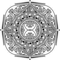 Indian Traditional and Cultural Rangoli, Alpona, Kolam, or Paisley vector line art. Bengal art India