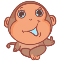 Cute little monkey cartoon gesture png