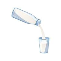 Illustration of pouring milk into a glass vector