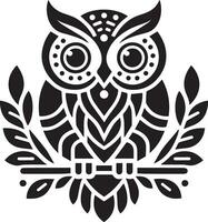 Owl Tattoo vector art illustration black color, Owl vector silhouette black color